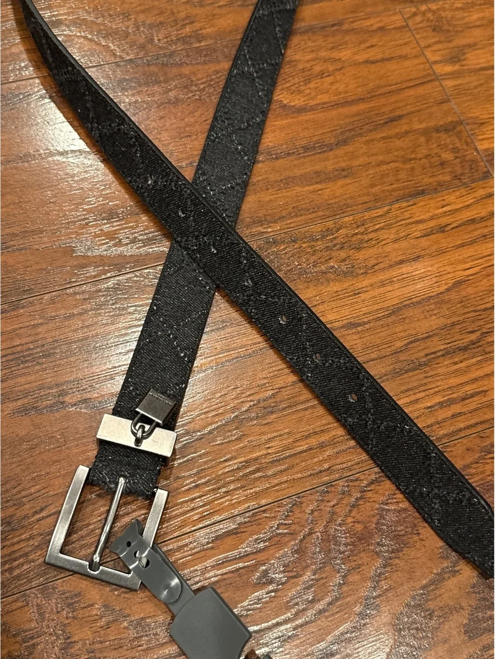New Kurt Geiger Silver Buckle Black Jeans Belt Women's Size L /XL